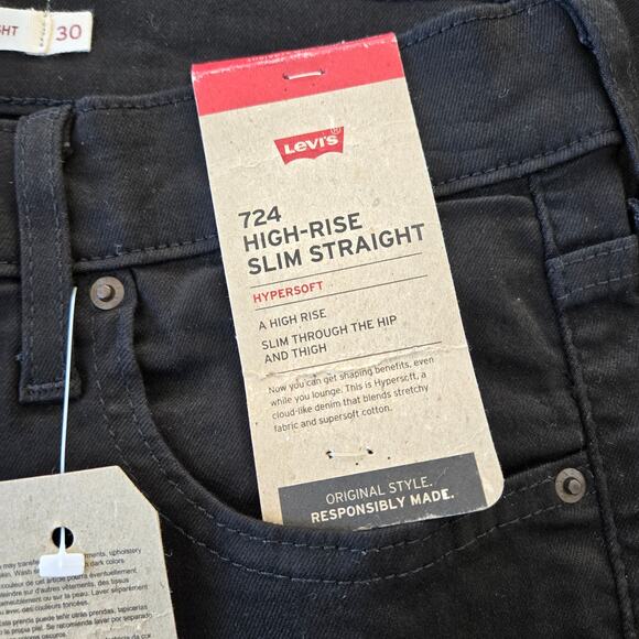 Levi's Women's Straight Leg Jeans - Midnight Black - Picture 3 of 9